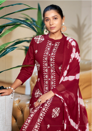 Maroon Red Rayon Lucknawi Style Kurta